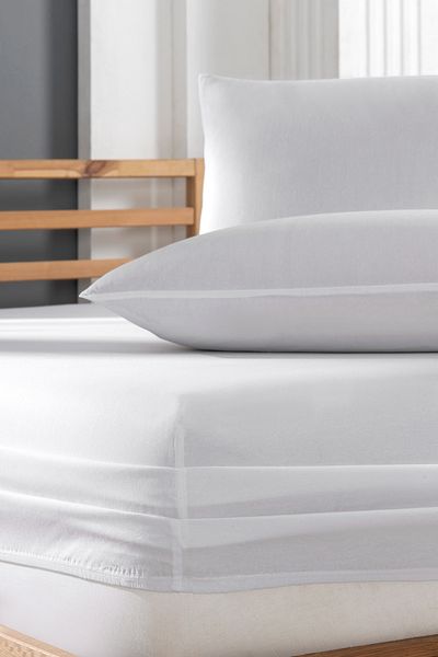 Rebeka Home Collection Cream Akfil Fabric Elastic Fitted Padded Sheet Set
