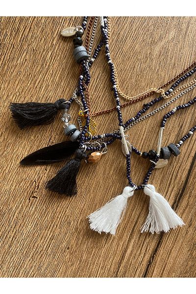 Store Bohemian Style Multi Layer Feather and Beaded Women's Necklace