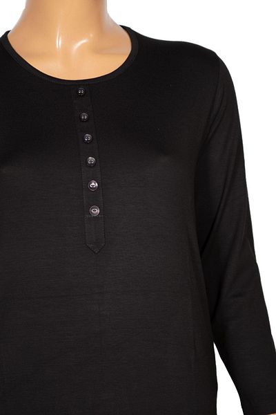 Pıtırcık Cimariva Women's Fresh Basic Black Tunic with Placket and Ornamental Buttons