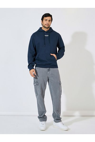 Styli Relaxed Fit Puff Print Fleece Hoodie