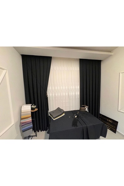 NİVEMESHOME Cortina de fundal neagră plisată 1/3 din in Roma APM