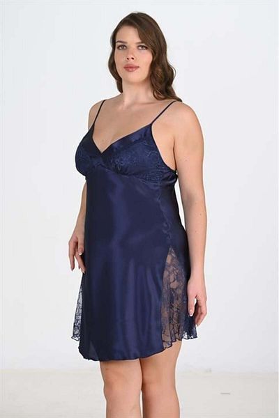 civetta Large Size Navy Blue Nightgown 2111