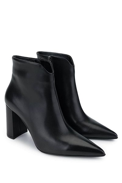 Tamer Tanca Women's Genuine Leather Black Leather Heeled Boots