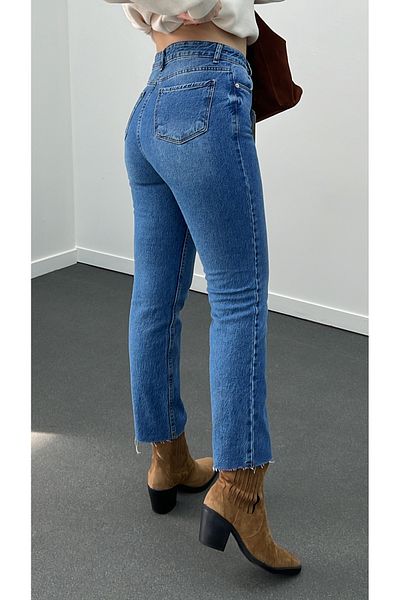 Narferita Blugi Juliet de culoare cu talie înaltă, slim fit