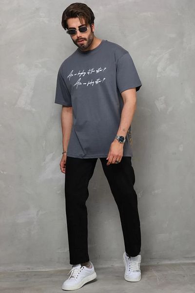 YALÇIN Smoked Unisex Oversize Crew Neck Printed T-shirt
