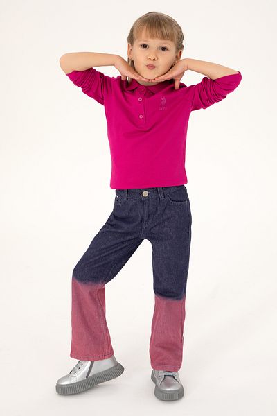 U.S. Polo Assn. Fuchsia Polo Neck Girl's Sweatshirt - 50296377 -Vr023