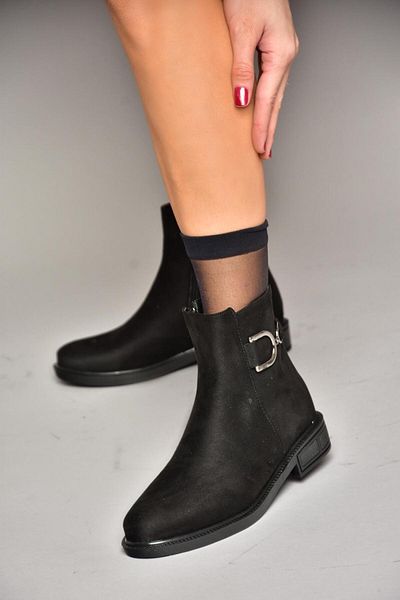 Fox Shoes Τ 239004702   Μαύρα σουέντ γυναικείες μπότες