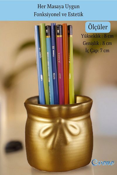 Evene Gold Colored Pen Holder and Desk Organizer - Model 8