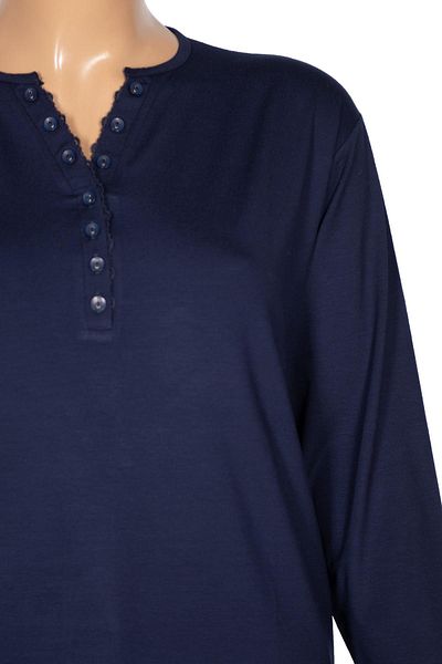 Pıtırcık Cimariva Women's Dicle Plus Size V-Neck Lace Navy Blue Blouse