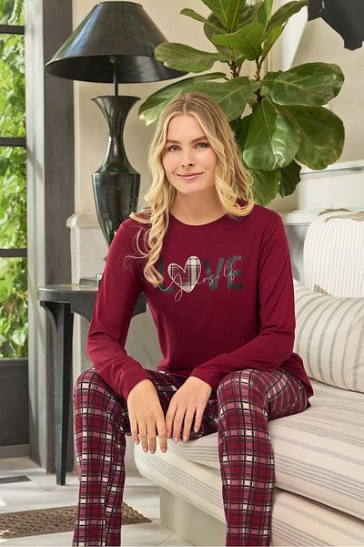 Aydoğan Set de pijamale pentru damă în carouri Ezgi Flexible Love - 0637