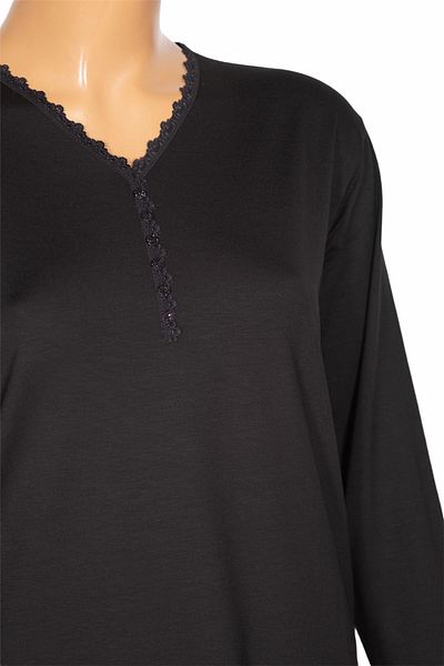 Pıtırcık Γυναικεία μαύρη μπλούζα Cimariva Sıla Plus Size με λαιμόκοψη V