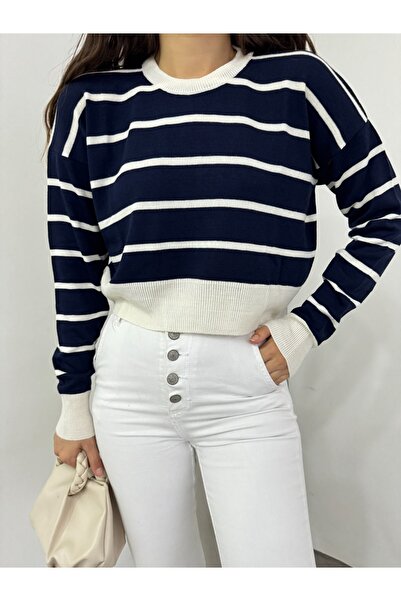 Modamorfo Tenký proužkovaný pletený svetr