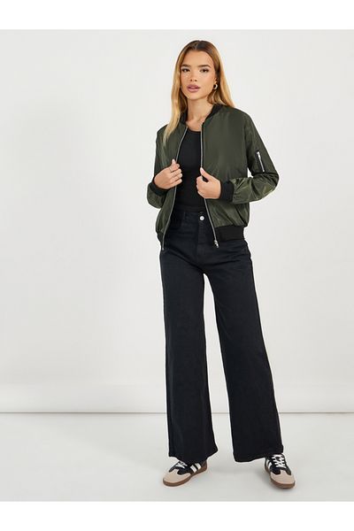 Styli Regular Fit Regular Length Zip Up Bomber Jacket