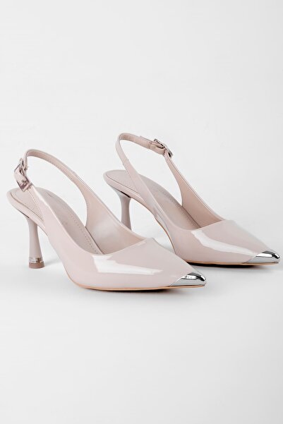 MY DERİ Pantofi cu toc pentru femei Nathy, cu detaliu din metal, cu vârf ascu...