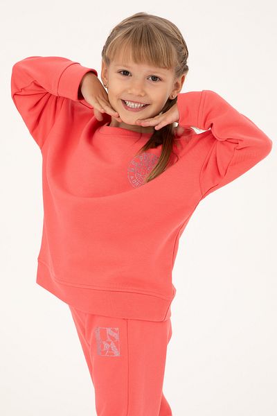 U.S. Polo Assn. Girl's Pomegranate Flower Crew Neck Basic Sweatshirt 50296391 -Vr239