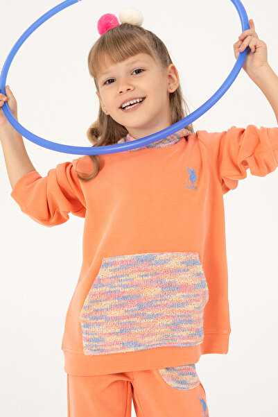 U.S. Polo Assn. Φούτερ με κουκούλα για κορίτσια σομόν 50290729-VR047