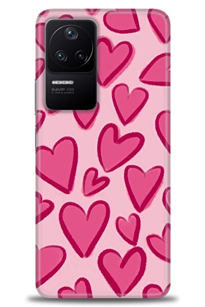 MRCİLETİSİM Xiaomi Poco F4 Kılıf HD Baskılı Kılıf - Pembe Kalp