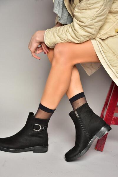 Fox Shoes T239004702 Siyah Süet Kadın Bot