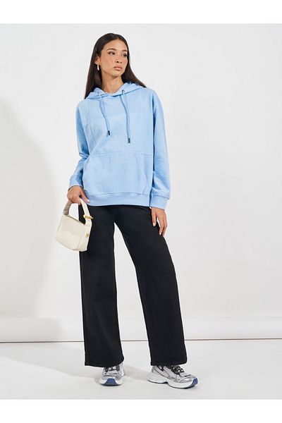 Styli Regular Fit Regular Length Panelled Overlock Hoodie