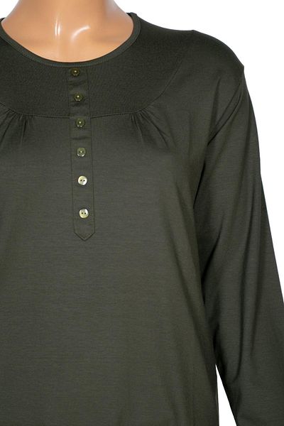 Pıtırcık Cimariva Women's Arsu Plus Size Robe Ornamental Buttoned Khaki Blouse