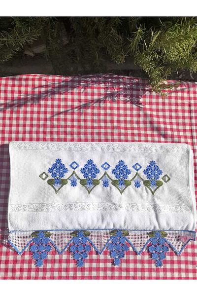 Peacock Πετσέτα χεριών Kuzen από 100% μαλλί Puy - Τούγκρα και κέντημα |   Δεν πρέπει να αναπτρέψεις και να μην μεταφέρεις |   Δώρο