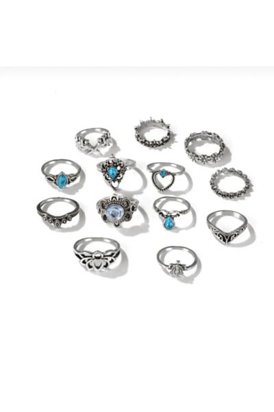 Toz Vintage Blue Stone Joint and Ring Set