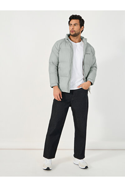 Styli Quilted Puffer Jacket with Minimal Print Detail