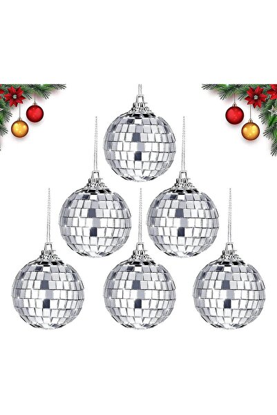 kidspartim 6 см Срібна диско-куля - набір з 6 дзеркальних куль