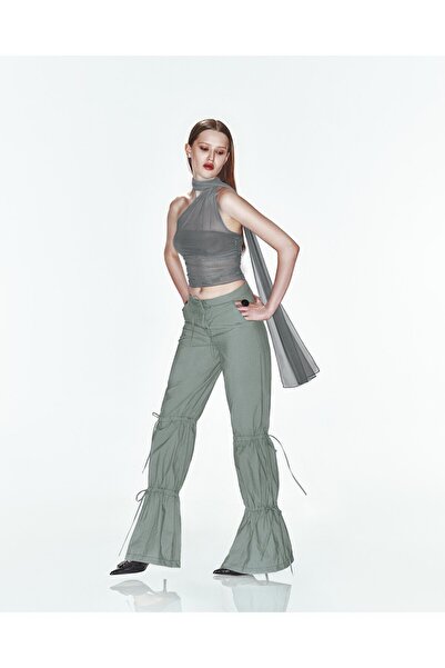 Khela The Label Ur Fave Top In Sea Moss Yosun Yeşili Büzgülü Transparan Üst