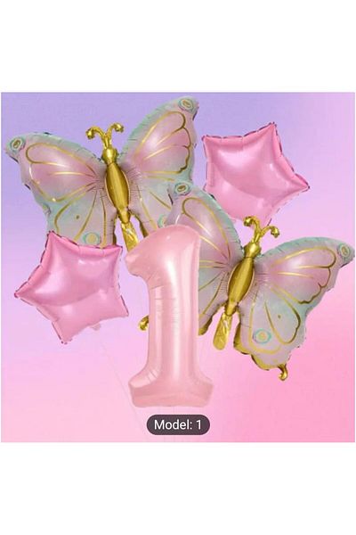 DÜVENCİ TİCARET Big Size Butterfly Foil Age Balloon Set