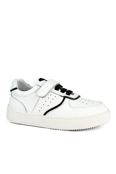 Cici Bebe Ayakkabı Urban Velcro Talpă anti-alunecare din piele naturală, albă, unisex, pantofi sport pentru copii