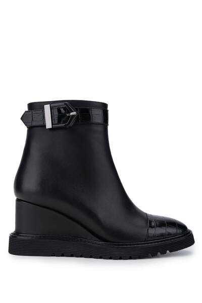 Tamer Tanca Kadın Hakiki Deri Siyah Deri Casual Bot