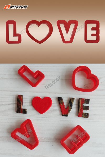nescook 4-Piece Love Written Cookie Cake Mold Valentine's Day Cake Mold