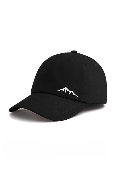 caxis Mountain Printed Unisex Black Classic Model Adjustable Velcro Hat