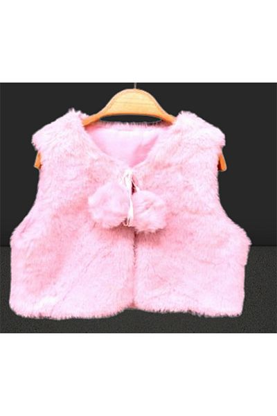 Elayza Girl's Pompon Lined Plush Vest