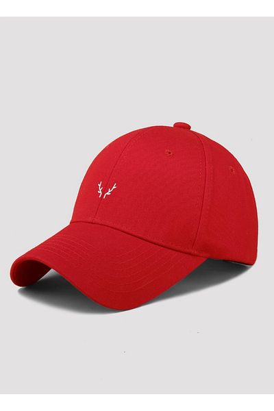 caxis Deer Figured Printed Red Unisex Classic Model Adjustable Velcro Hat