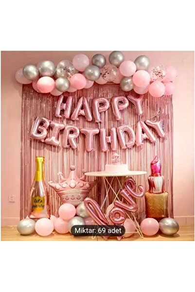 DÜVENCİ TİCARET ROSE GOLD KRAL TAÇLI HAPPY BIRHDAY PARTİ SETİ