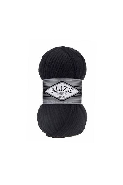 Alize Süperlana Maxi Χοντρό Πλεκτό Σχοινί 060 Μαύρο