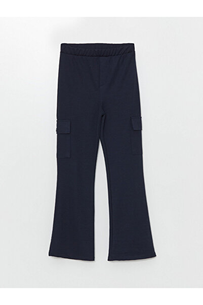 LC Waikiki Navy Blue Elastic Waist Cargo Sweatpants for Girls