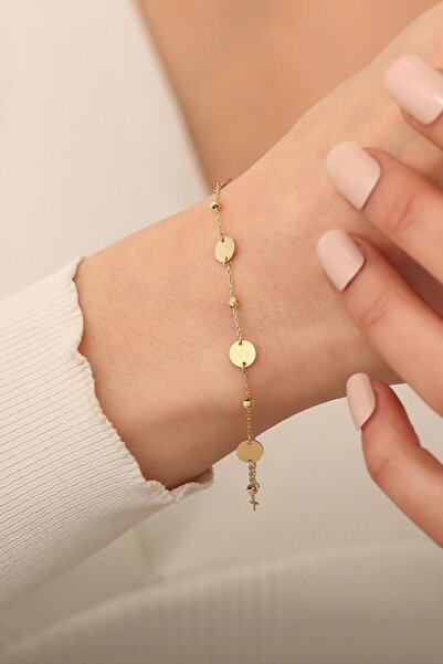 Bayar Gold 14 Ayar Altın Dorika Detaylı Pul Bileklik