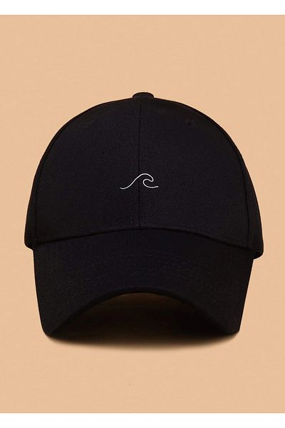caxis Pălărie cu velcro reglabilă, unisex, neagră, cu imprimeu Wave Figured