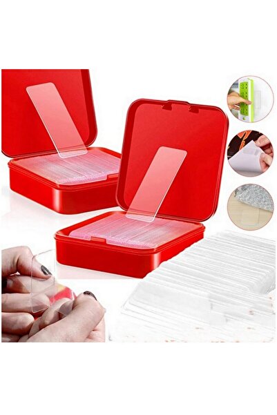 Neler Geldi Neler 60 Parça Çok Amaçlı İnce Şeffaf Çift Taraflı Bant 1 Cm X 3,5 Cm Nano Bant Duvar Bandı