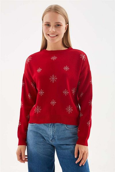 Fashion Friends Red Patterned Sweater