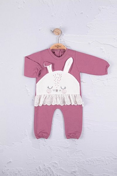 Eng Rabbit Embroidered Laced 100% Cotton Baby Girl Jumpsuit