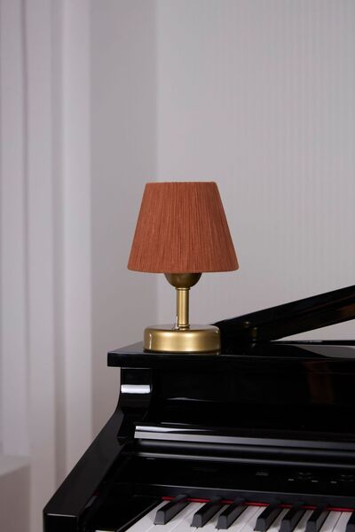 Maison Avf Kablosuz Kadife Masa Üstü Masa Lambası Üst Kiremit-Alt Eskitme Gold