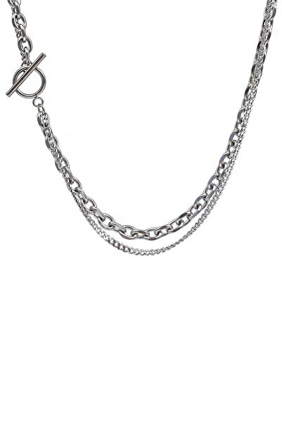 Chavin 60 cm İki Kat Hip Hop Stil Unisex Geçirmeli Çelik Zincir Kolye ev56