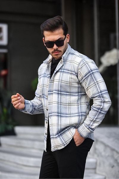 Miron Γκρι καρό πουκάμισο ξυλοκόπο με κανονική εφαρμογή - 2450
