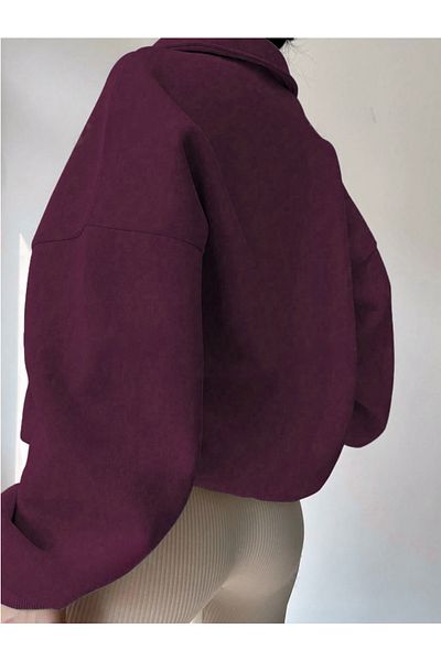 Astranova Polo Neck Oversize Women's Sweatshirt - Half Zipper