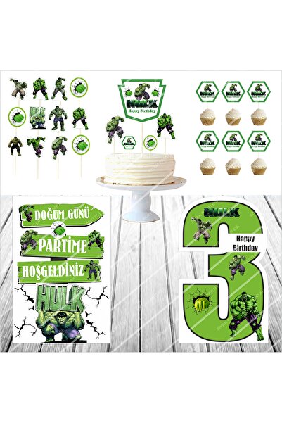 SİYAH PARTİ EVİ مجموعة أدوات تزيين طاولة كعكة عيد الميلاد لعمر 3 سنوات من هالك