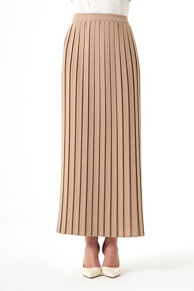 Mizalle Crepe Pleated Mink Skirt